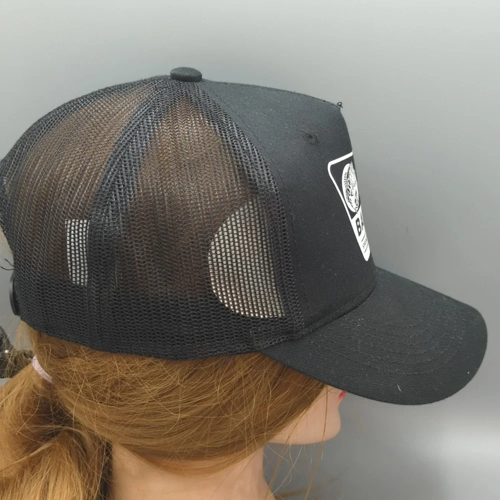 Bass Pro Shops Hat Cap Snapback Black Trucker Mesh Gone Fishing Casual